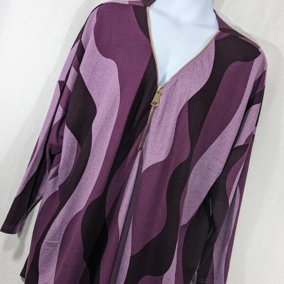 NWT! ZIM & ZOE! PLUM WAVE PURPLE, LAVENDER ZIPPER FRONT TUNIC SWEATER! SZ 30/32 - Picture 9 of 9